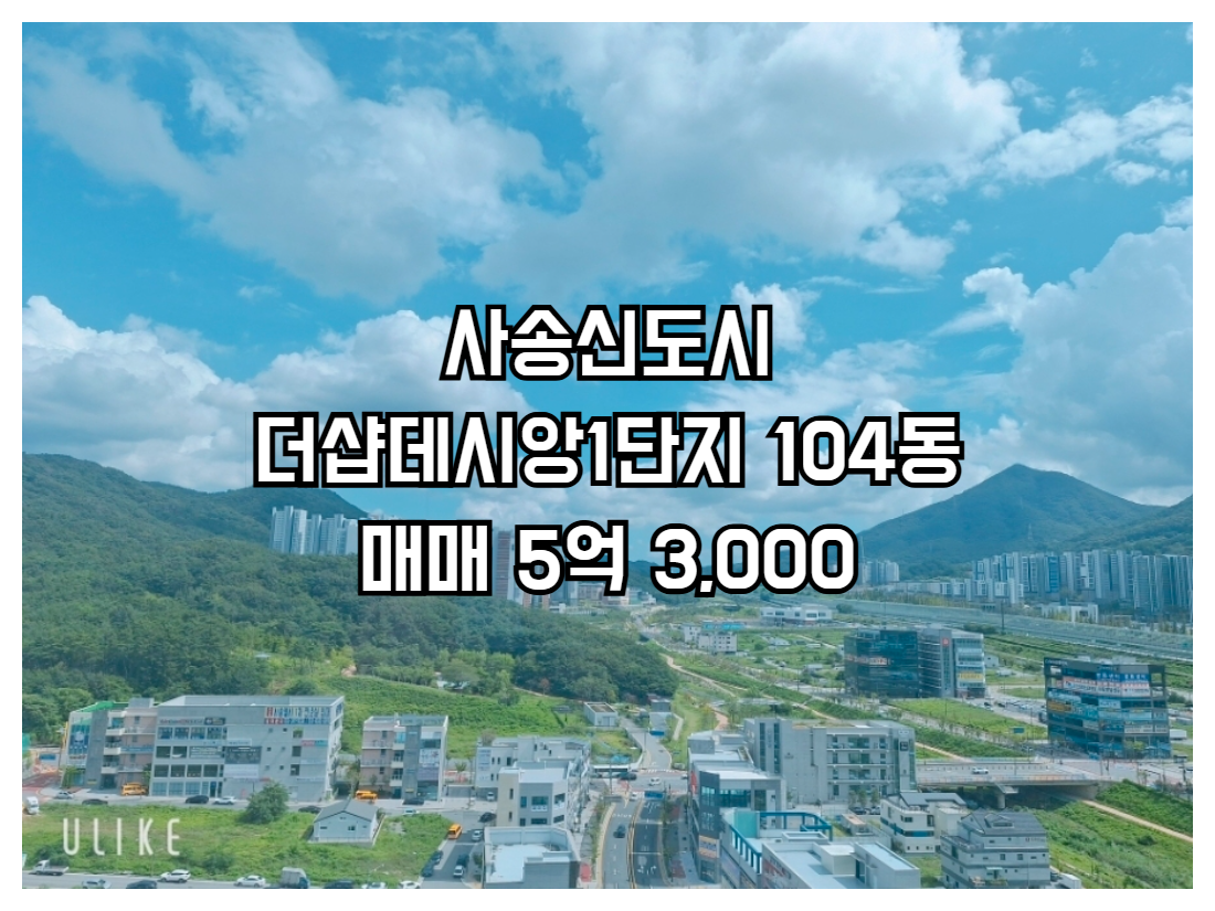 사송더샵데시앙1단지 104동 매매 5억3000 공급110.73㎡ 전용84.94㎡ 방3 욕실2 남동향 고층 고급올수리